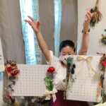 ボードにフラワーアレンジメント・・・レッスン