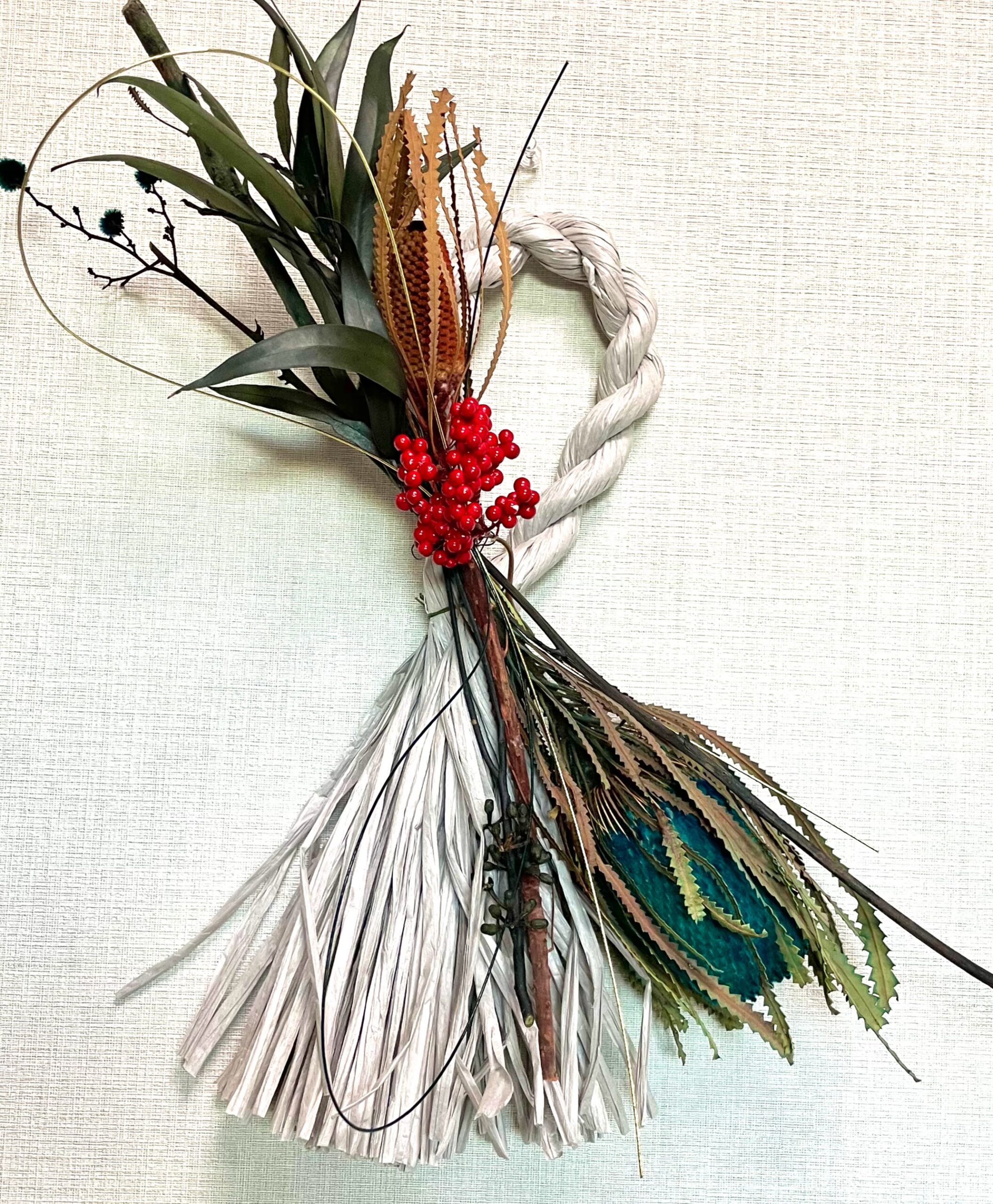 プリザーブドフラワーでしめ縄を作ってみよう